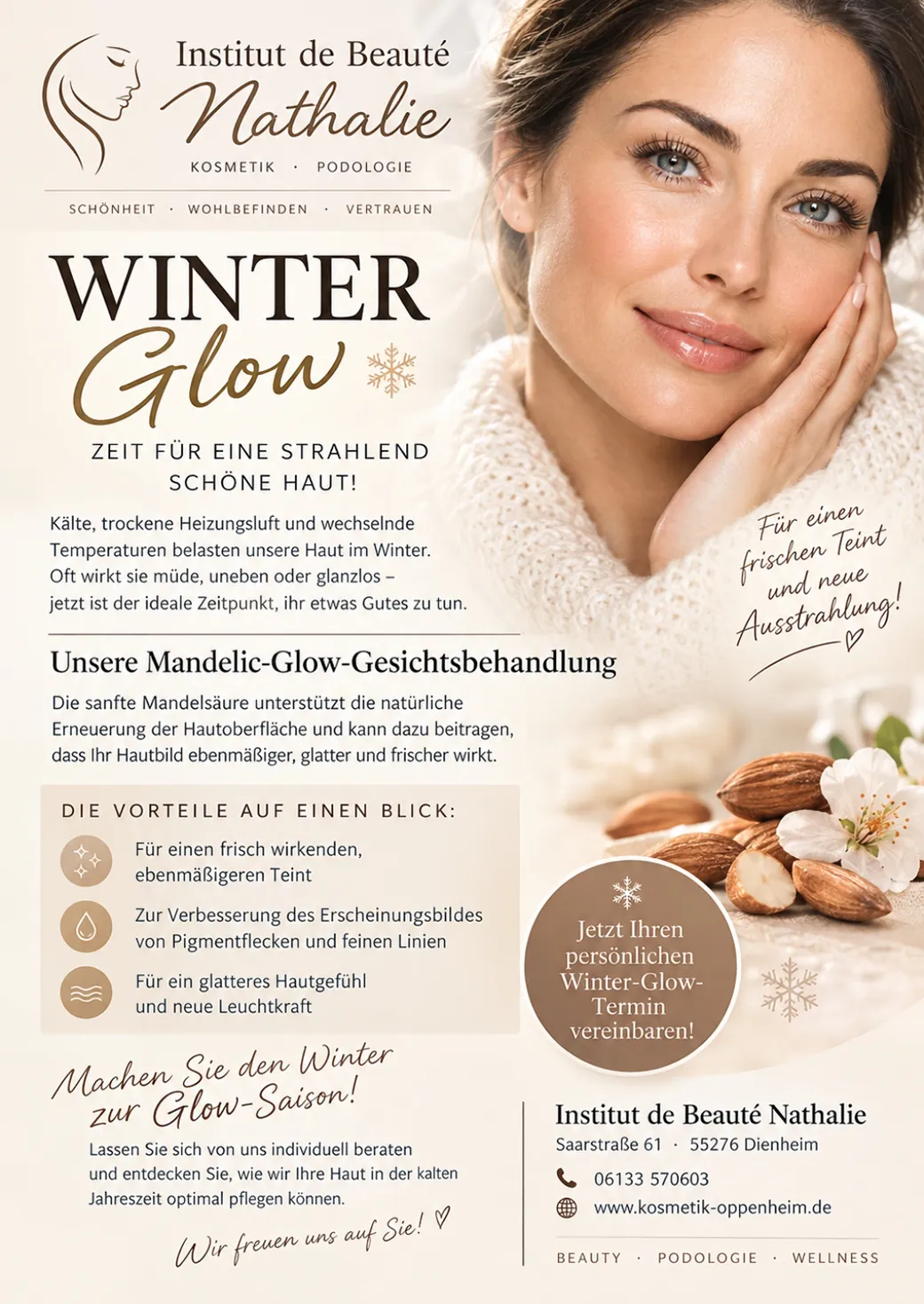Entdecken Sie Ihren Winter Glow im Institut de Beauté Nathalie in Dienheim bei Oppenheim (Rheinhessen)